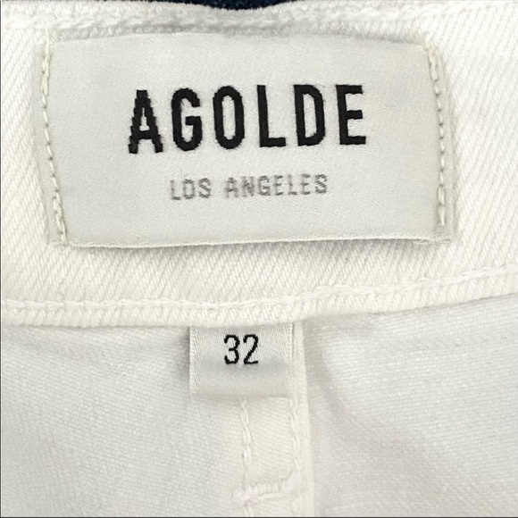 Agolde Nico High Rise Button Fly Slim Fit White Jeans Radiate - Picture 9 of 11